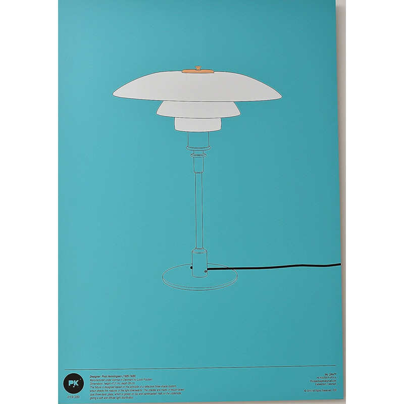 Dibond print PK31A, Vintage lamp "PL 3/2" van Poul Henningsen