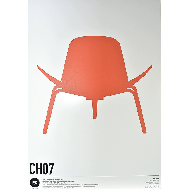 Dibond Print PK17, "Shell Chair" CH07 by Hans J Wegner