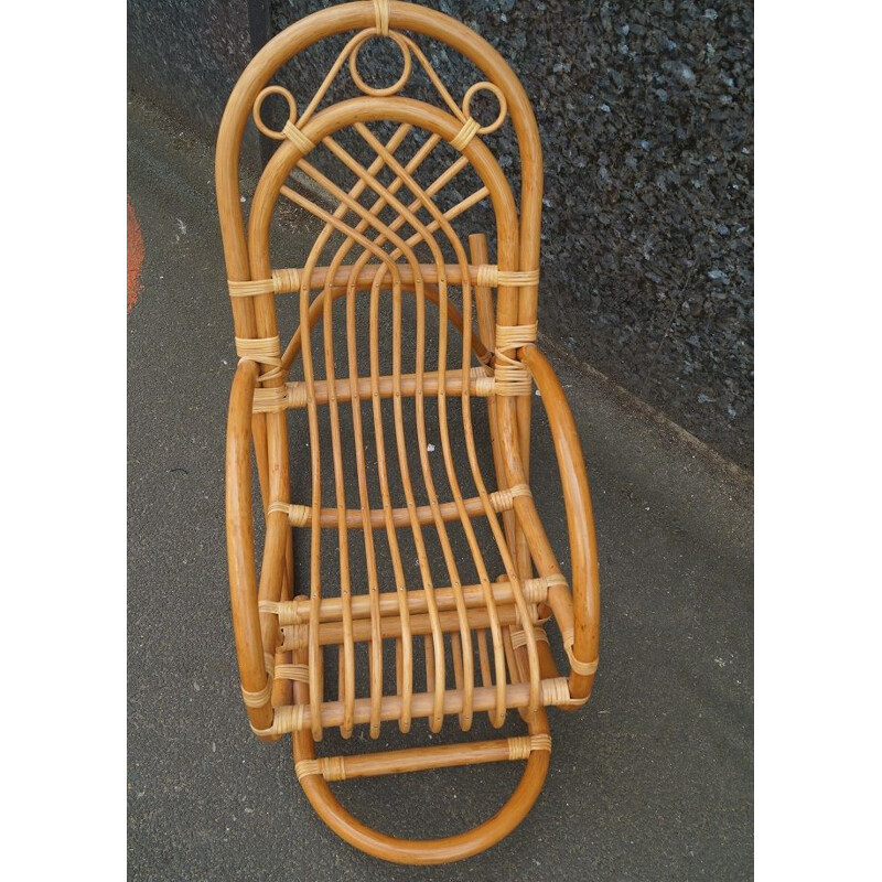 Vintage rattan rocking chair 1970