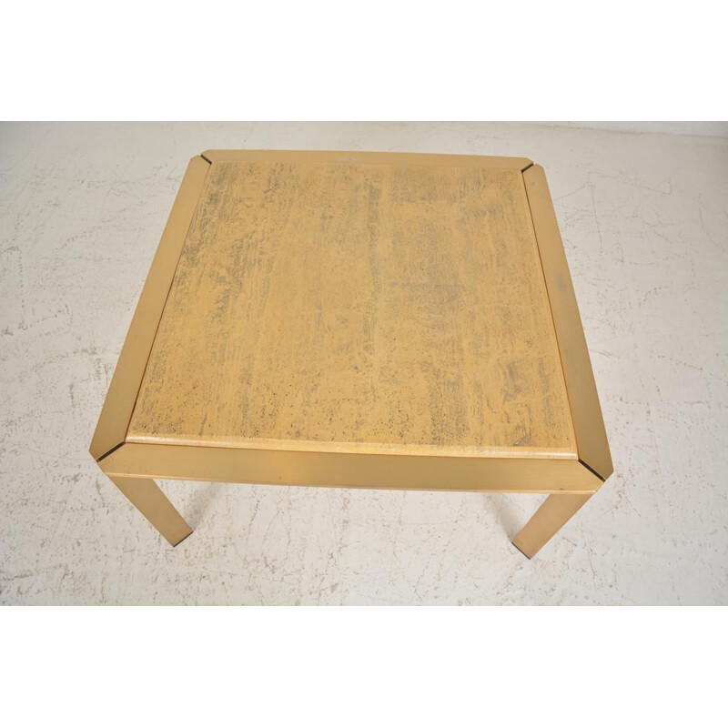 Table basse vintage métal doré 1970