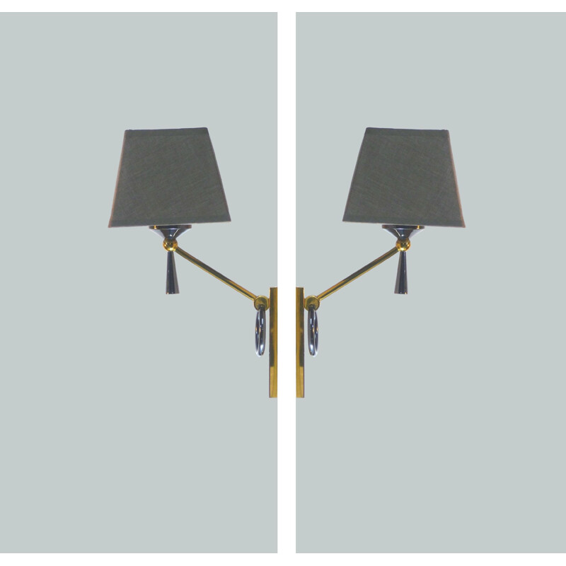 Pair of vintage neoclassical bronze sconces by Lunel, 1950