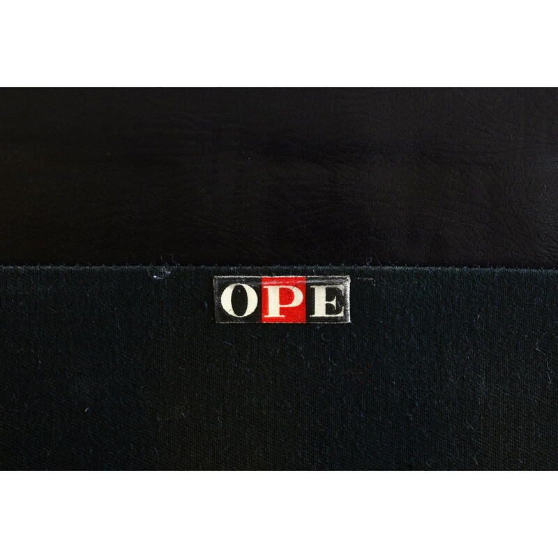 Midcentury Kandidaten Sofa Ib Kofod Larsen OPE Mobler Teak Black Leather Swedish 1960s
