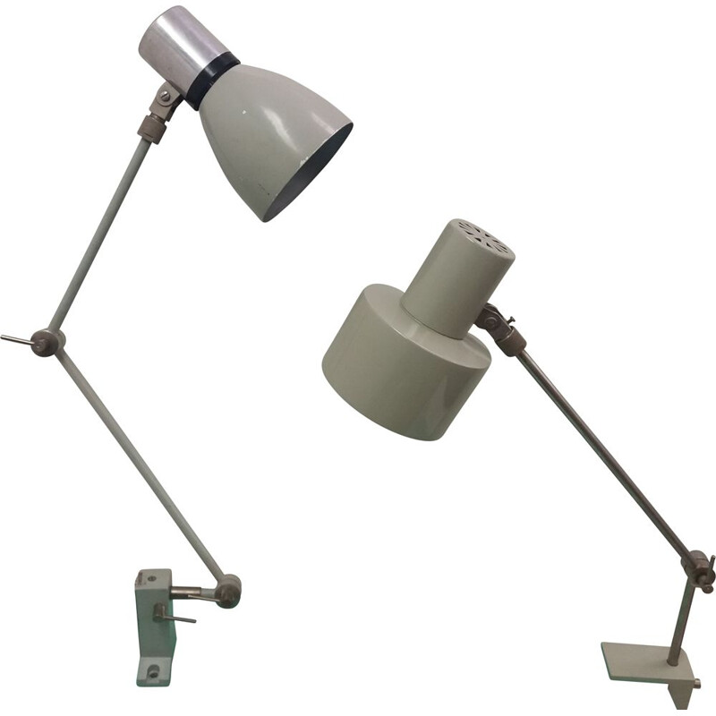 Vintage industrial metal adjustable table lamp, Czechoslovakia 1960
