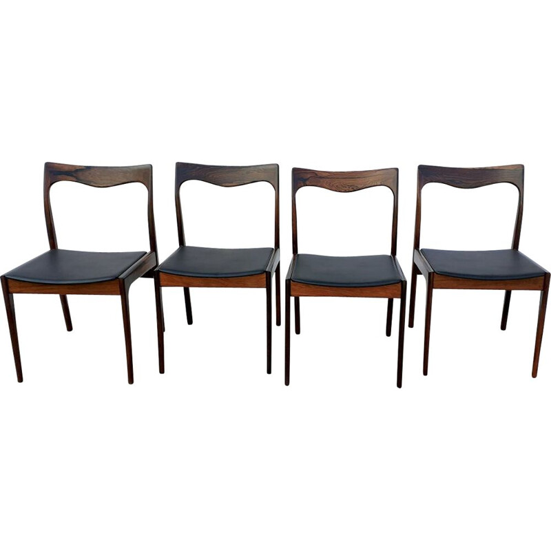 Ensemble de 4 chaises vintage Niels Moller en palissandre