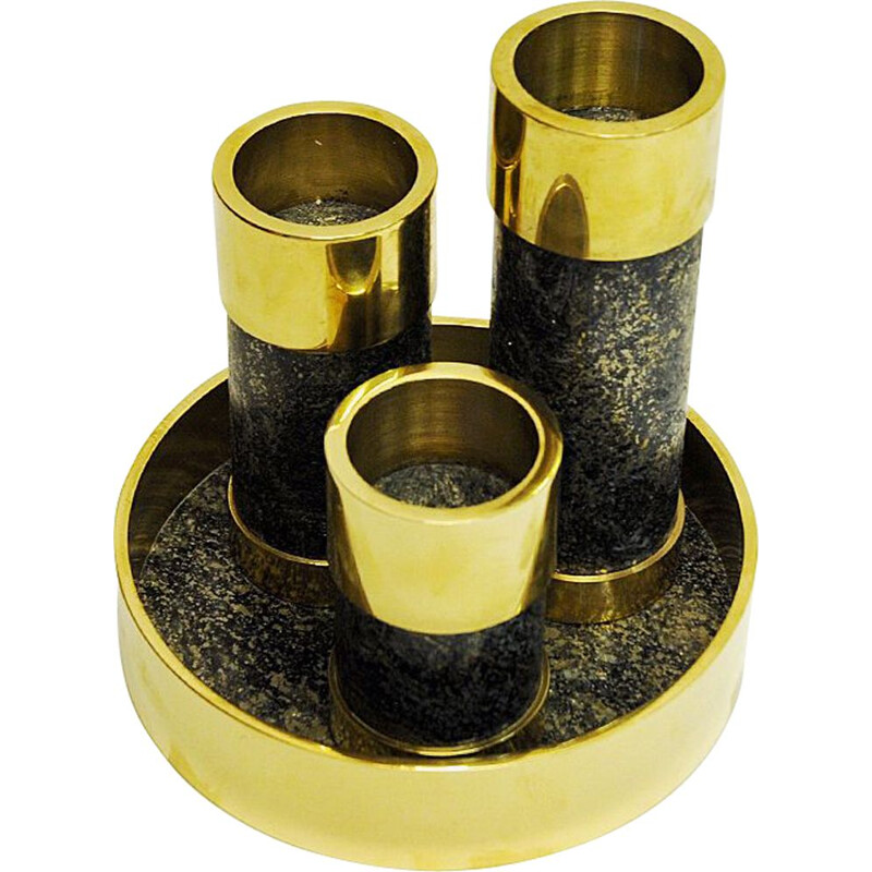 Set of 3 Vintage Brass Candleholders by Saulo-Sulitjelma, Norway 1970