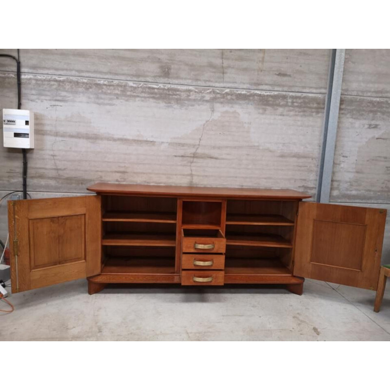 Vintage art deco chest of drawers in solid oak by Jean Royère, France 1940