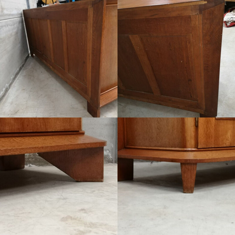 Vintage art deco chest of drawers in solid oak by Jean Royère, France 1940