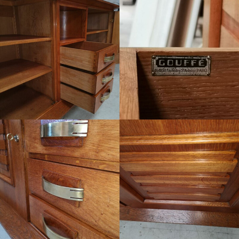 Vintage art deco chest of drawers in solid oak by Jean Royère, France 1940