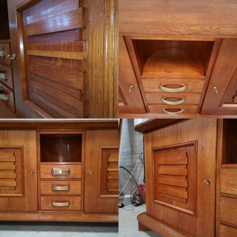 Vintage art deco chest of drawers in solid oak by Jean Royère, France 1940