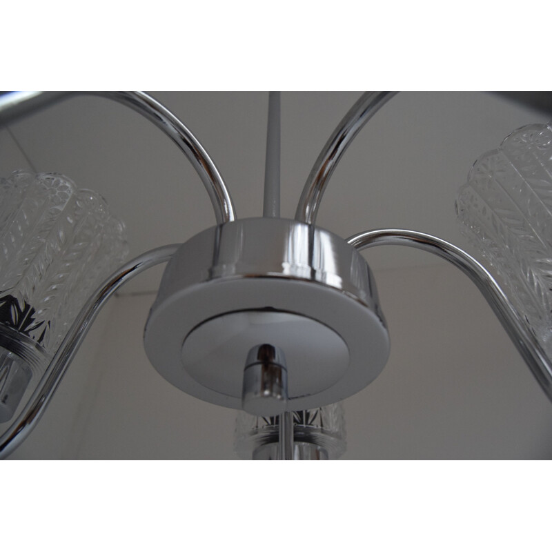 Mid-century Chrome Chandelier Jilove u Decina,1970s