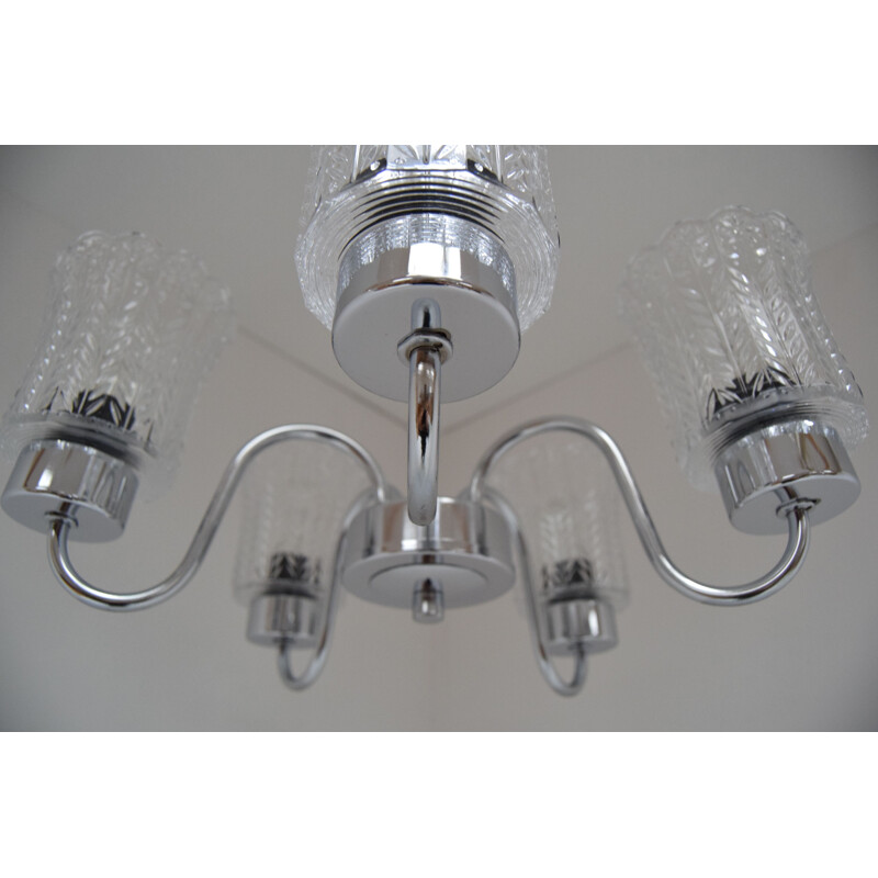 Mid-century Chrome Chandelier Jilove u Decina,1970s