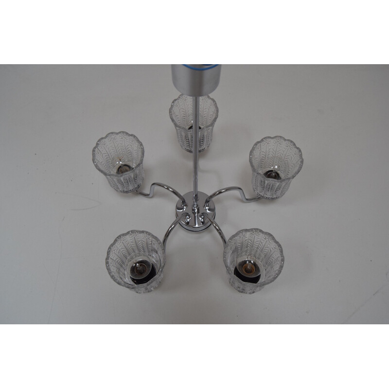 Mid-century Chrome Chandelier Jilove u Decina,1970s