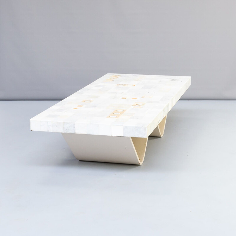 Table basse vintage Bianco Carrara art carrelage 1960