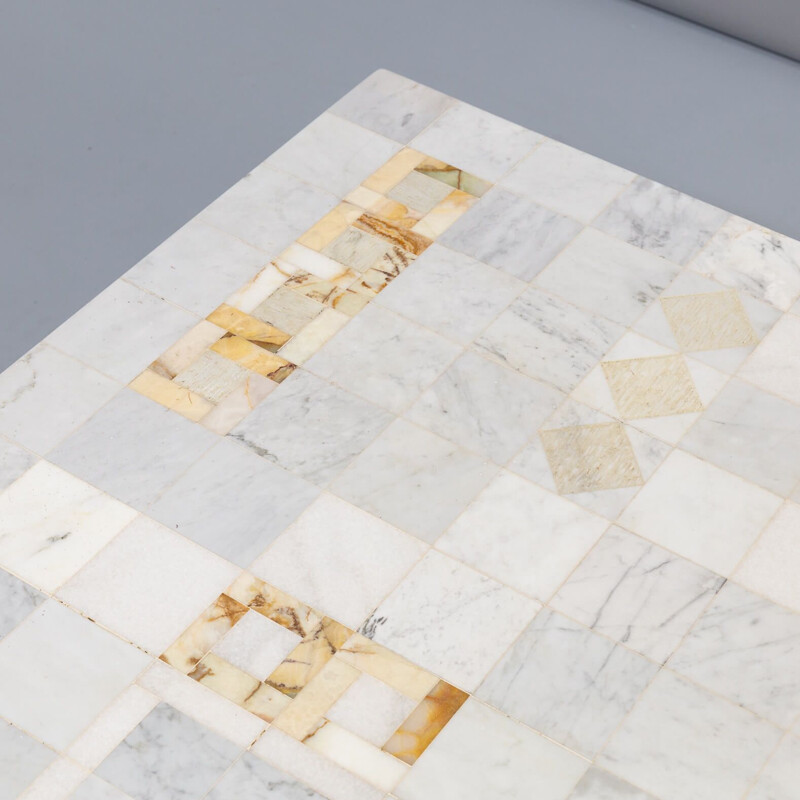Vintage coffee table Bianco Carrara tile art 1960s