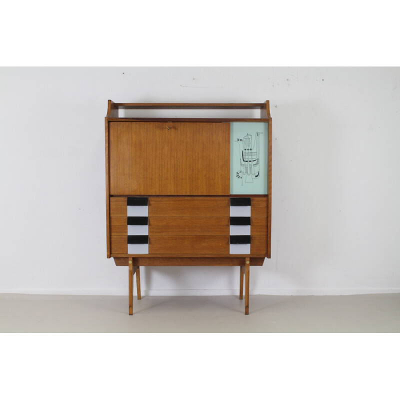 Mid-century cabinet in glass and walnut - 1950s