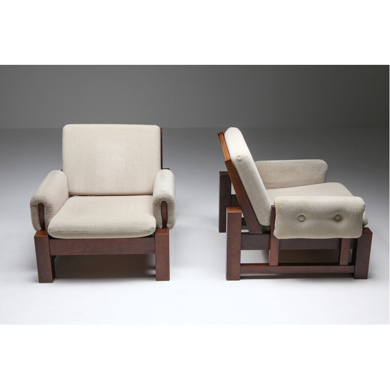 Pair of Mid-century solid Mahogany pair of club chairs 1960s