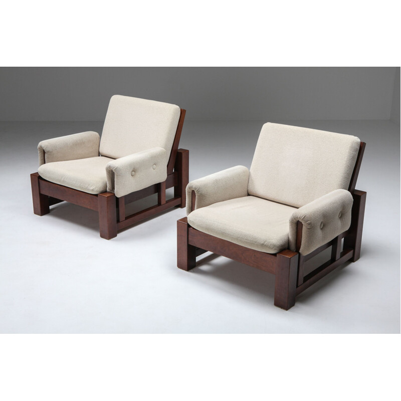 Pair of Mid-century solid Mahogany pair of club chairs 1960s