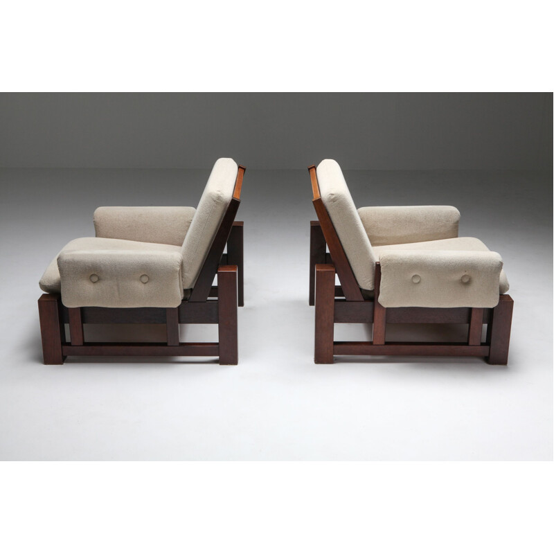 Pair of Mid-century solid Mahogany pair of club chairs 1960s