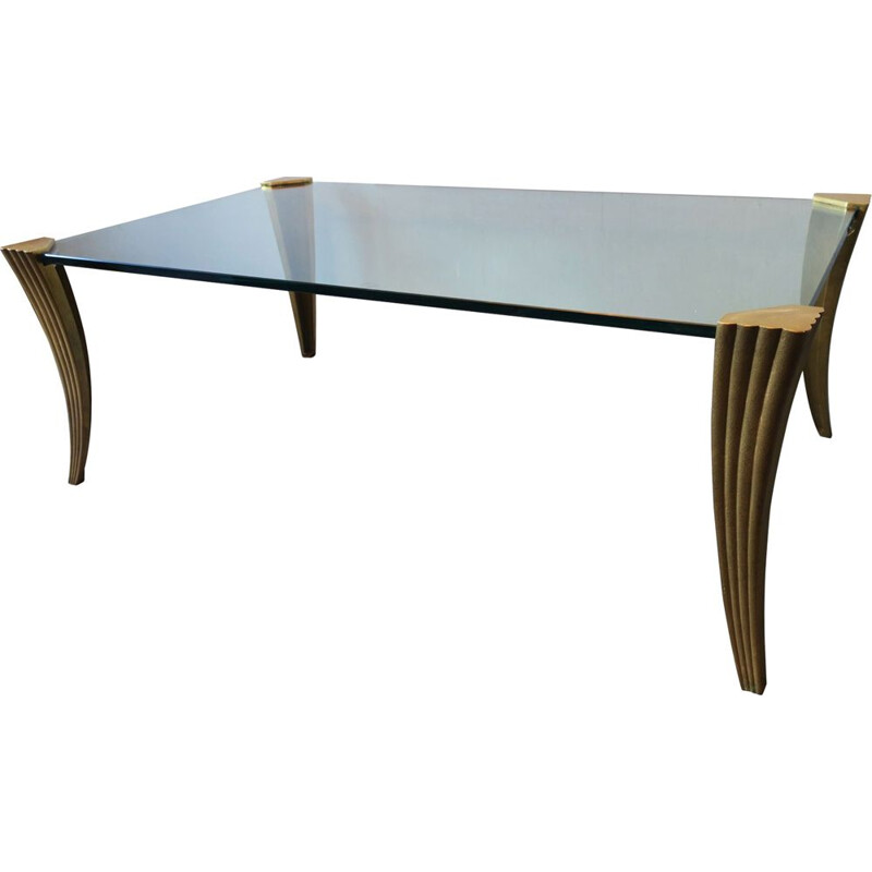 Mid Century Brass and Glass Coffee Table