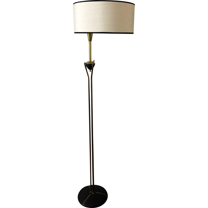 Lampadaire vintage serti de laiton 1950