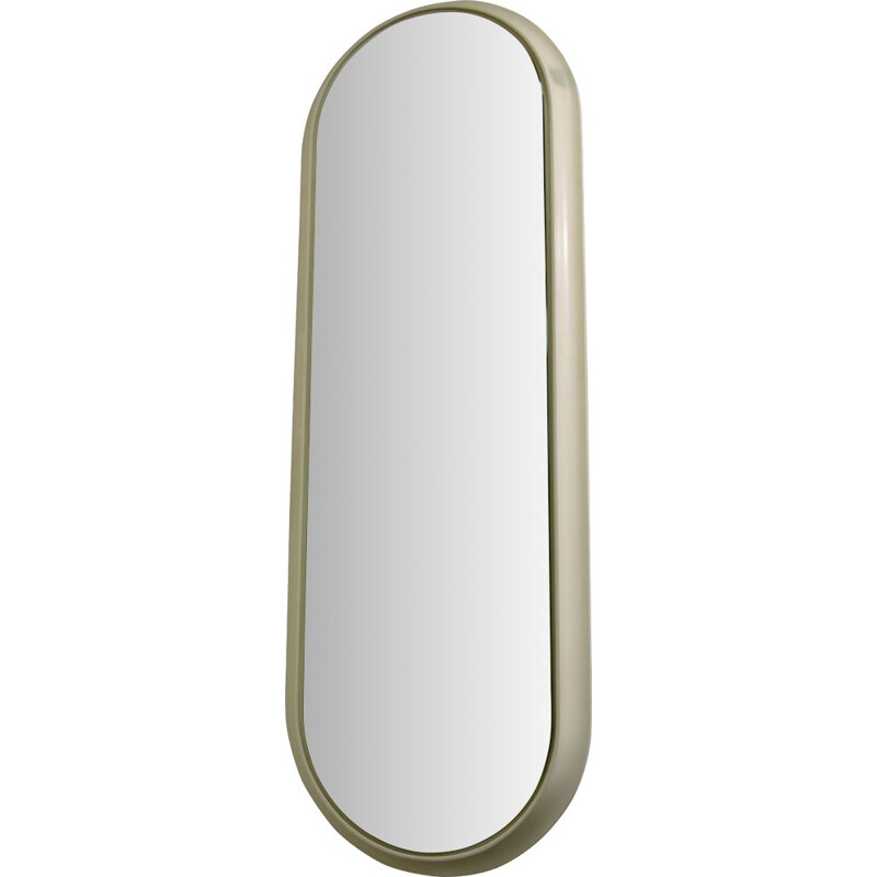 Vintage ovale wit gelakte houten spiegel, 1960