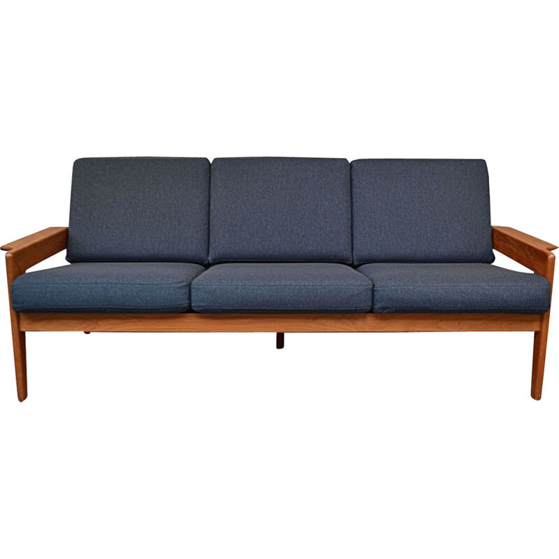 Vintage Arne Wahl Iversen teak 3-seating sofa Danish 1960