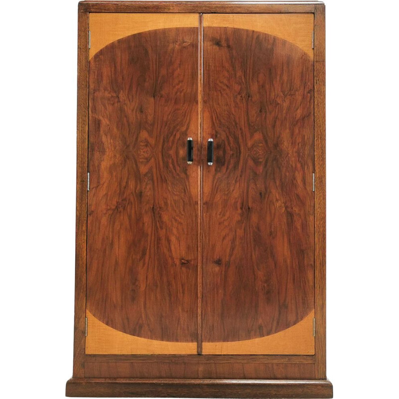 Armoire de rangement vintage en noyer par CWS Ltd Art Deco Britanique 1940