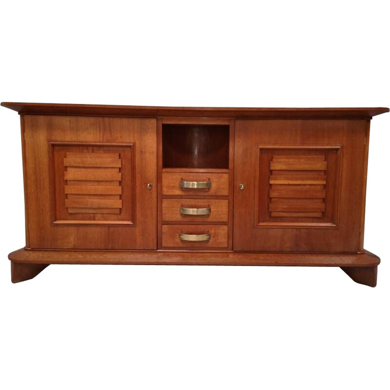 Vintage art deco chest of drawers in solid oak by Jean Royère, France 1940