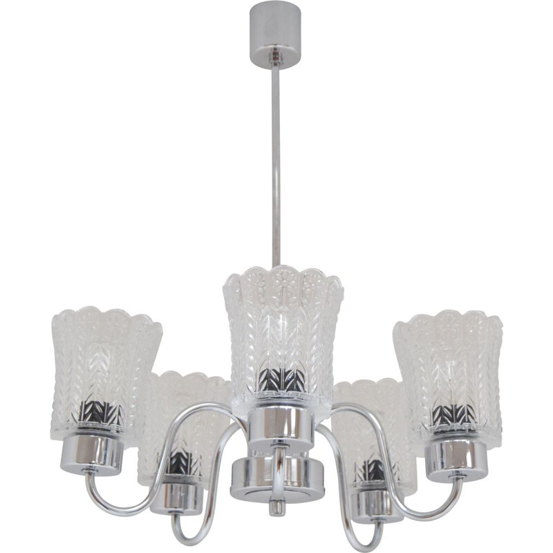 Lustre vintage en chrome Jilove u Decina 1970