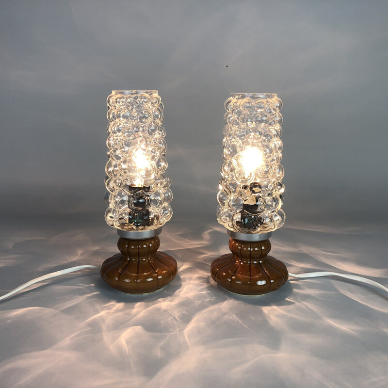 Pair of vintage TableBedside Lamps in Helena Tynell Style, 1970s