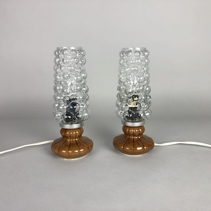 Pair of vintage TableBedside Lamps in Helena Tynell Style, 1970s