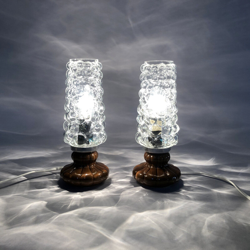 Pair of vintage TableBedside Lamps in Helena Tynell Style, 1970s