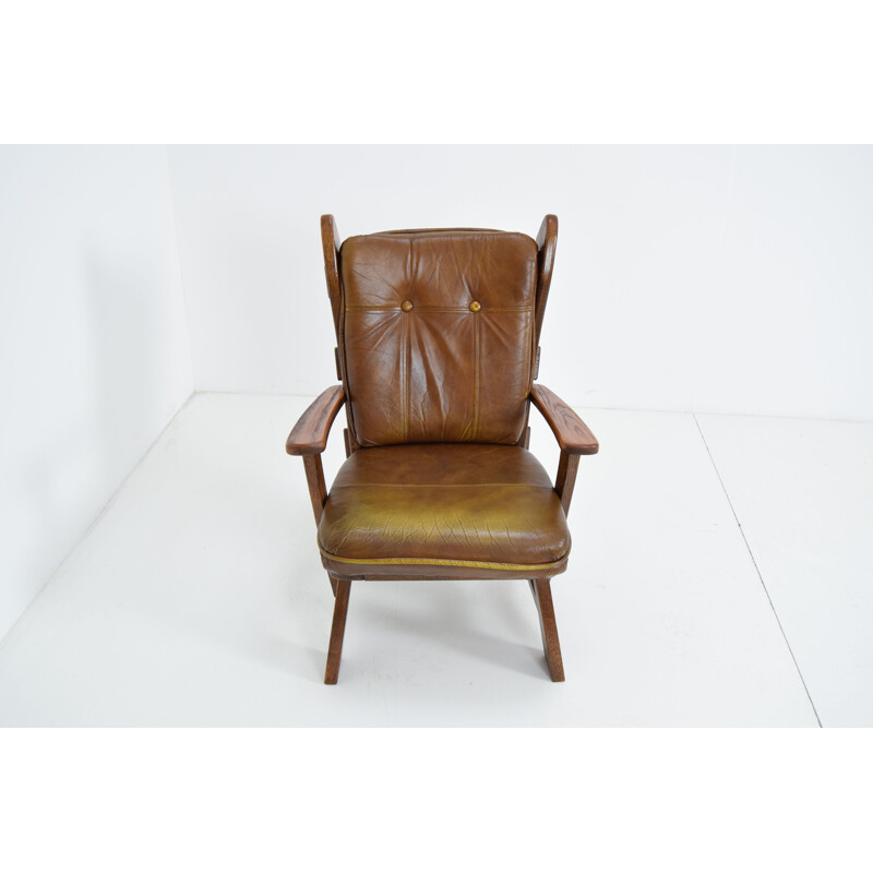 Vintage lederen fauteuil 1970