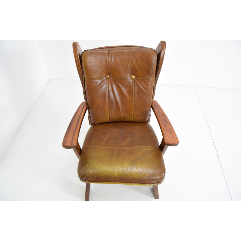 Vintage lederen fauteuil 1970