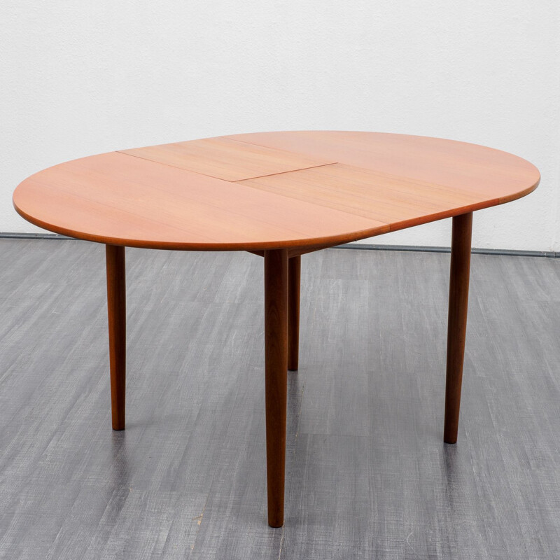 Vintage teak dining table extendable Scandinavian 1960s