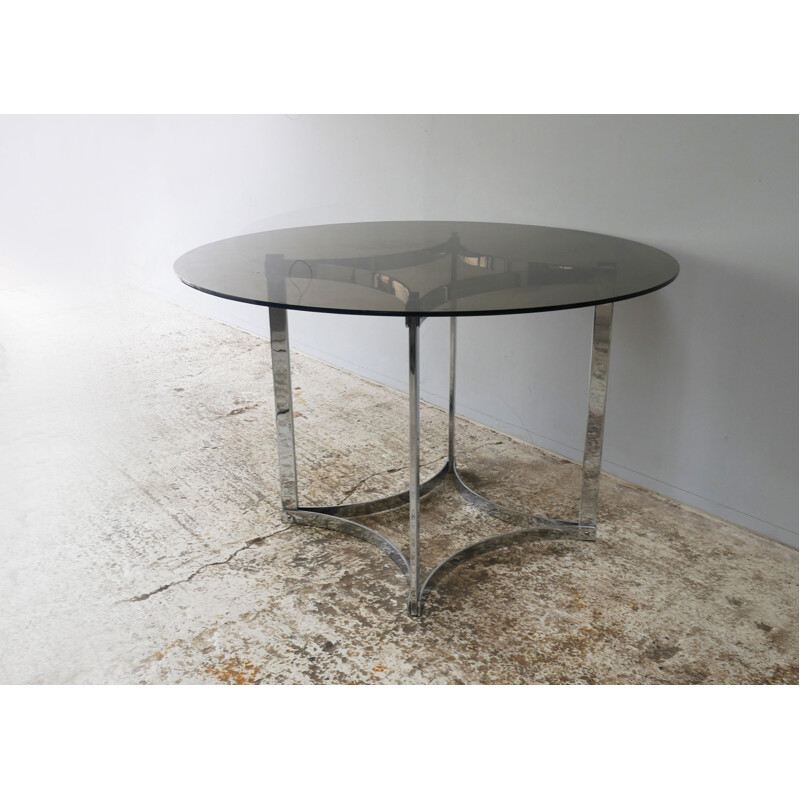 Mid century Merrow Associates glass and chrome dining table 1970's