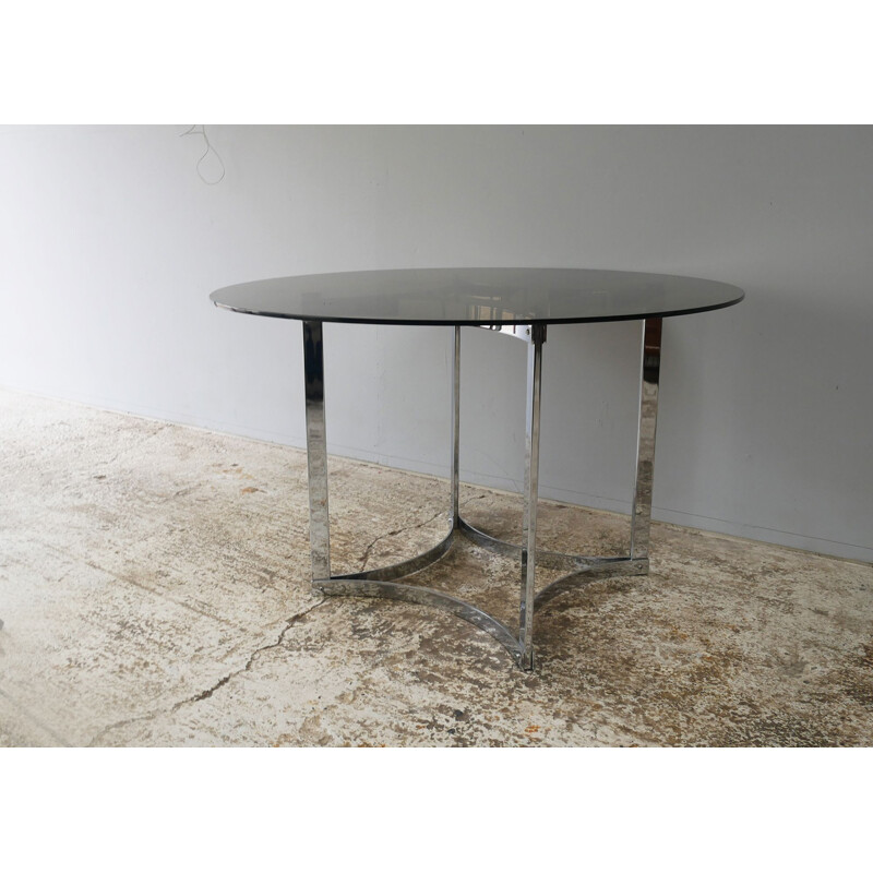 Mid century Merrow Associates glass and chrome dining table 1970's