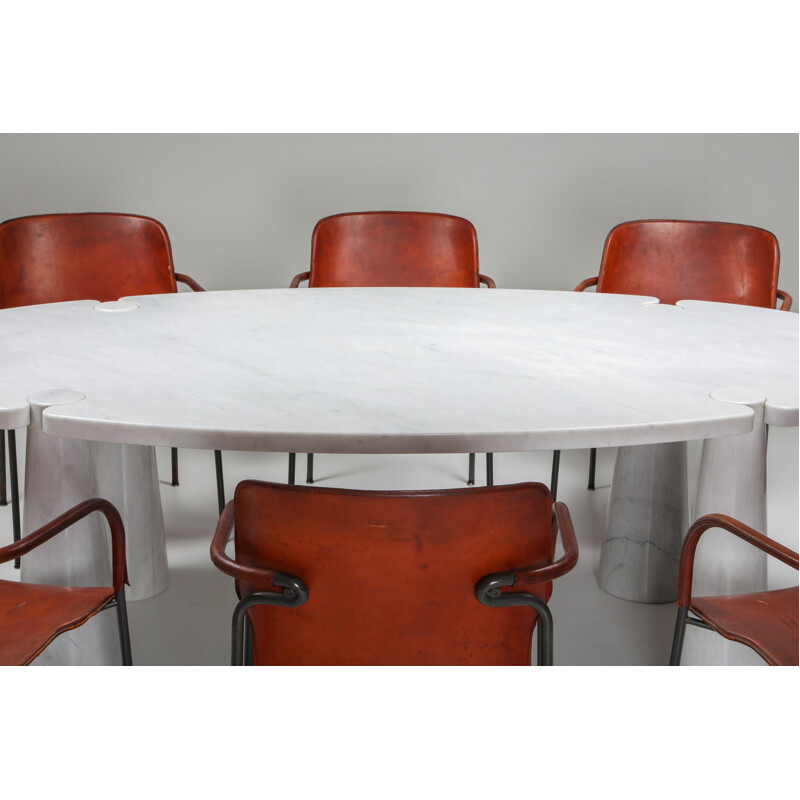 Vintage Carrara Marble Dining Table by Angelo Mangiarotti 1970s