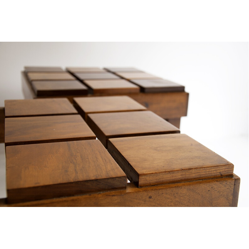 Set of 2 mid-century side tables in solid walnut - 1960s
