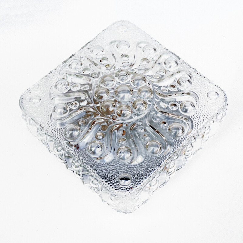 Vintage Glass ceiling lamp by H. Tynell VEB Goerlitz Germany 1970s