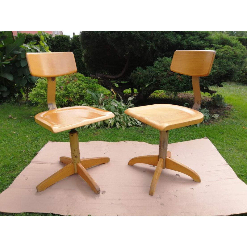 Paire de chaises de bureau Vintage Loft Ama Elastik