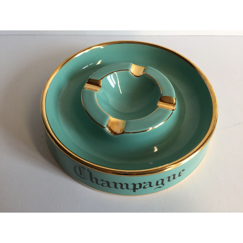 Vintage Champagne Ceramic Ashtray