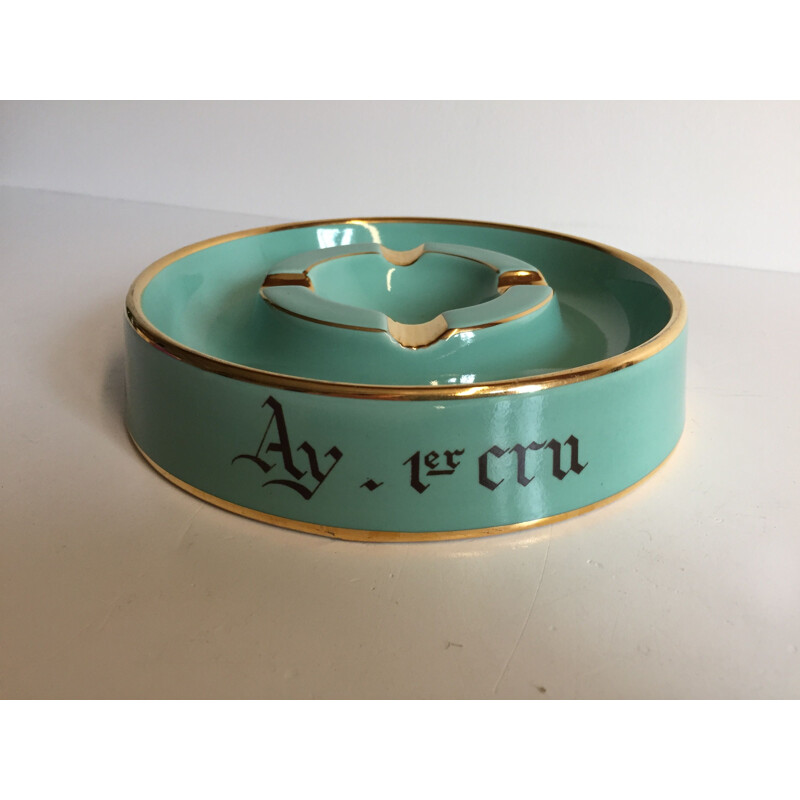 Vintage Champagne Ceramic Ashtray