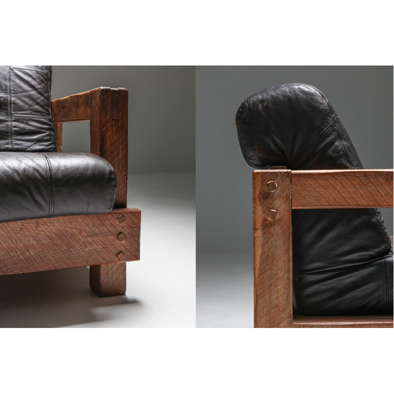 Paire de fauteuil lounge vintage en bois 1960