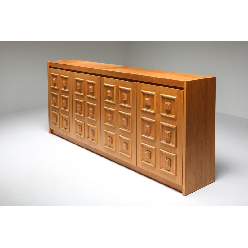 Vintage De Coene Brutalist credenza in natural oak 1970s