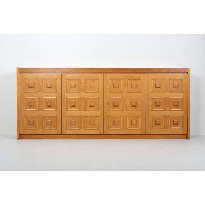 Vintage De Coene Brutalist credenza in natural oak 1970s