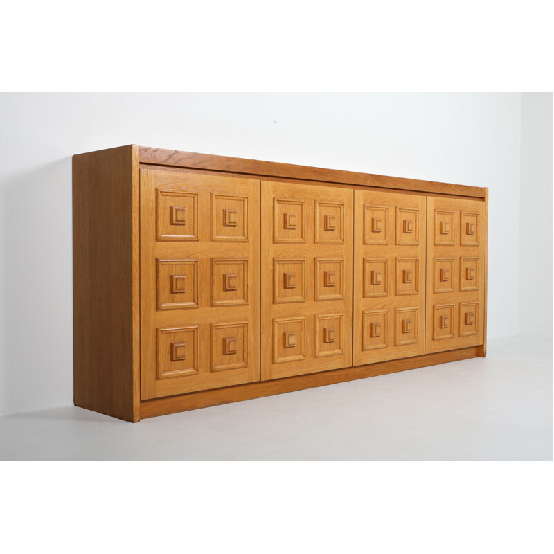 Vintage De Coene Brutalist credenza in natural oak 1970s