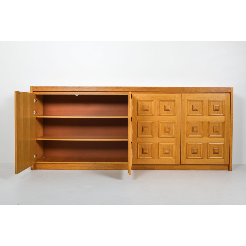 Vintage De Coene Brutalist credenza in natural oak 1970s