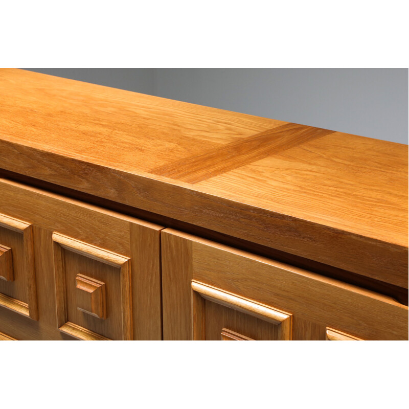 Vintage De Coene Brutalist credenza in natural oak 1970s