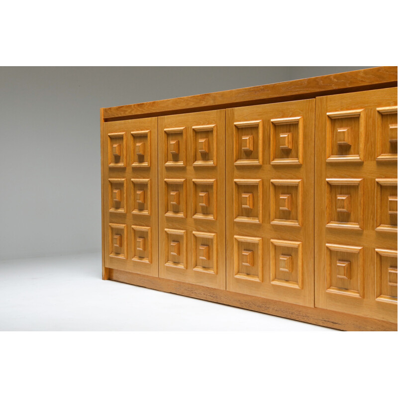 Vintage De Coene Brutalist credenza in natural oak 1970s